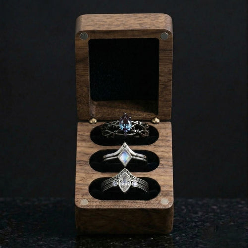 3 Slot Ring Wooden Box